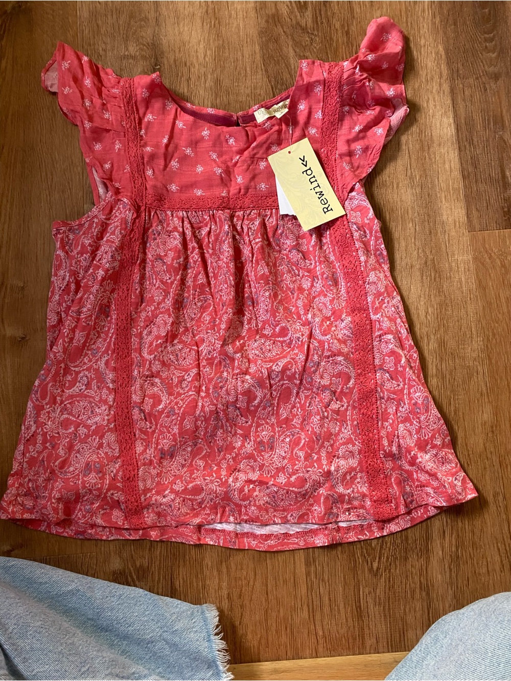 Pink Paisley Flutter Sleeve Top